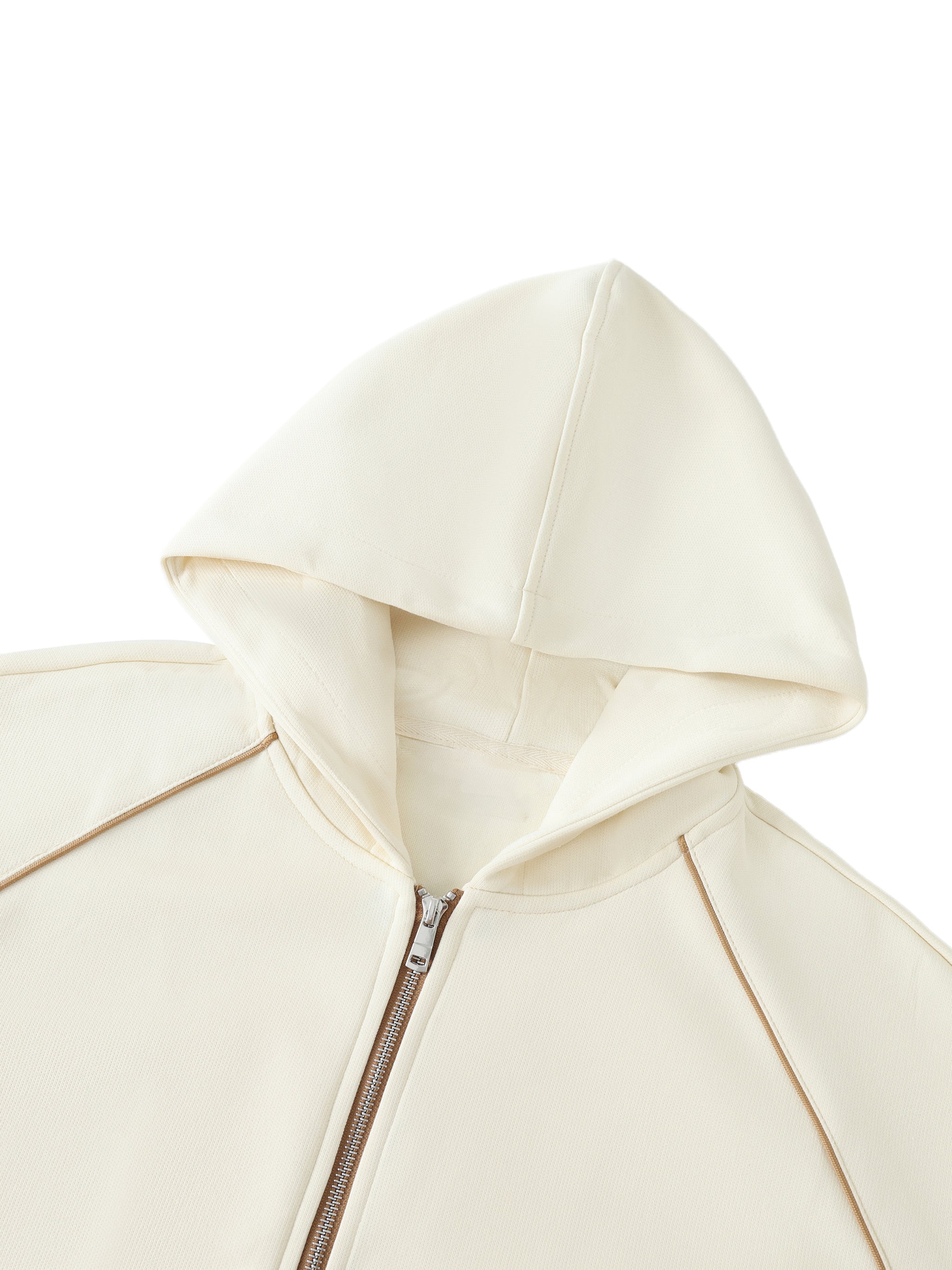 Striped Trim Zip-Up Hoodie