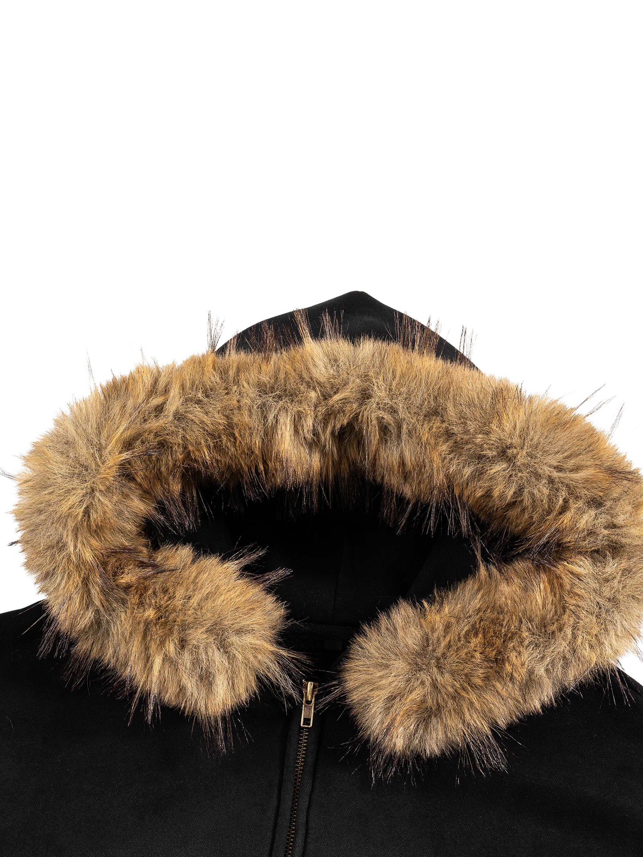 Sun Fade Boxy Detachable Fur Hoodie
